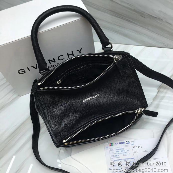 GlVENCHY紀梵希 潘多拉 黑色綿羊皮 銀色五金 100%純棉布 黑色 可手提 肩背  tsg1078